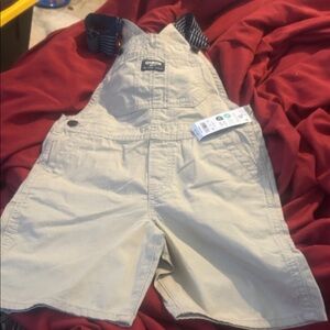 NWT Sz 5t beige shortalls osh kosh